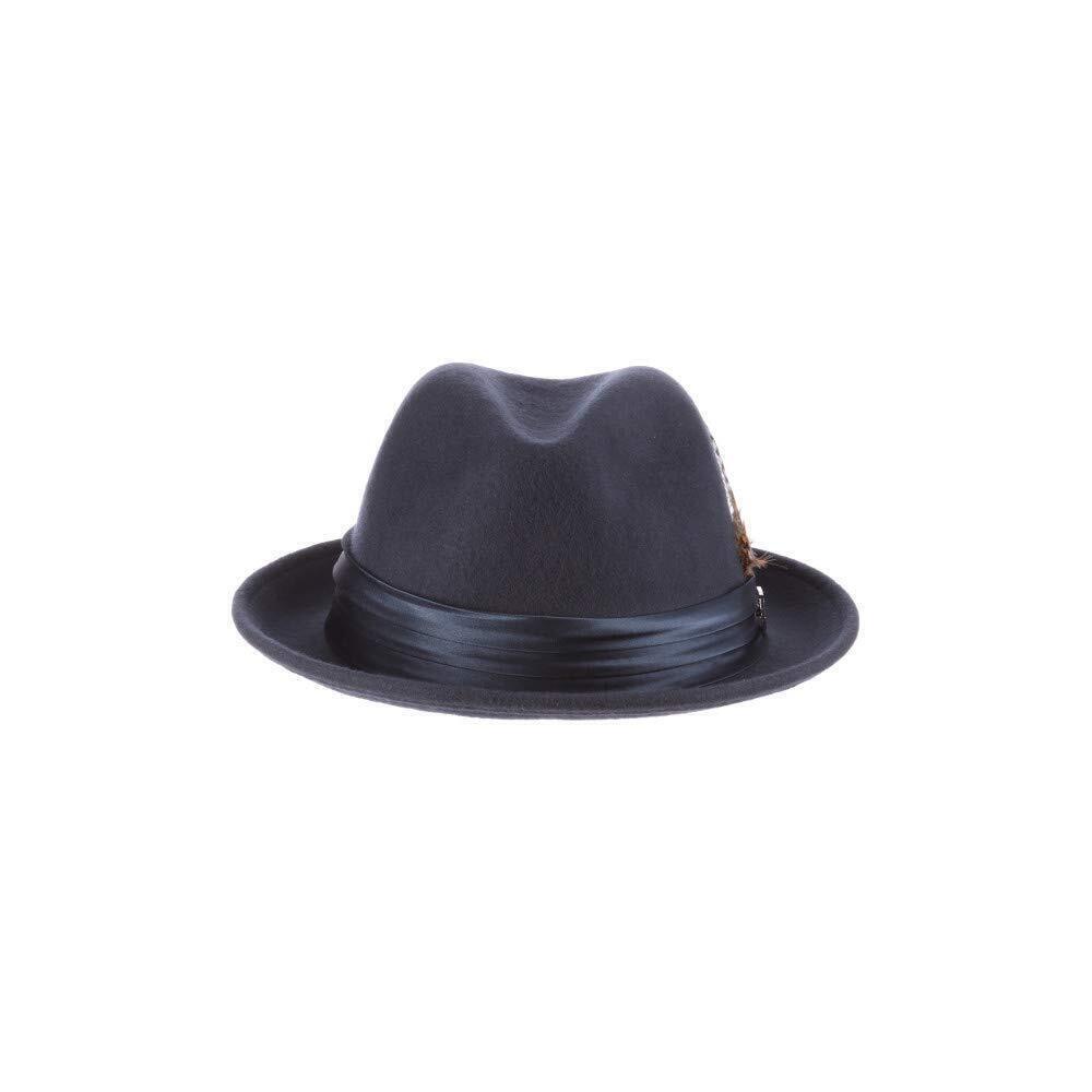 1129 Crushable Wool Felt Snap Brim Fedora Navy, Large